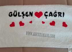 Keçe İşlemeli Sevgili Havlusu