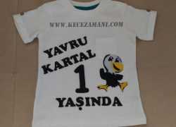 Keçe İşlemeli Yavru Kartal Doğum Günü Tişörtü