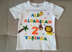 Keçe İşlemeli Safari Doğum Günü Tişörtü (Ali Alparslan)