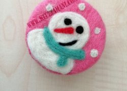Keçe İğneleme Pembe Sabun Kardan Adam