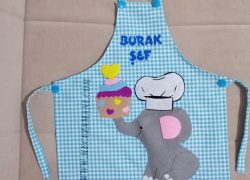 Keçe İşlemeli Masterchef Çocuk Mutfak Önlüğü(Fil)