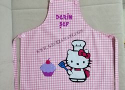 Keçe İşlemeli Masterchef Çocuk Mutfak Önlüğü(Hello Kitty)