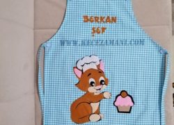 Keçe İşlemeli Mutfak Önlüğü Kedi