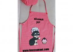 Keçe İşlemeli Kedi Mutfak Önlüğü (Nisanur)