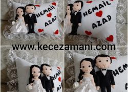 Kişiye Özel Keçe Gelin-Damat Yastık