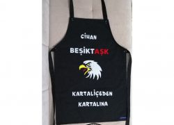 Keçe İşlemeli Duck Kumaş Beşiktaş Taraftar Mutfak Önlüğü