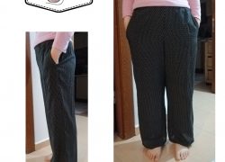 Beli Lastikli Bol Paça Basma Kumaş Pantolon