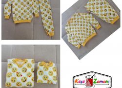 Emoji Pazen Anne-Oğul Pijama Takımı