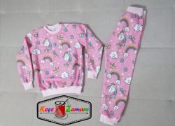 Unicorn Gökkuşağı Pazen Pijama Takımı